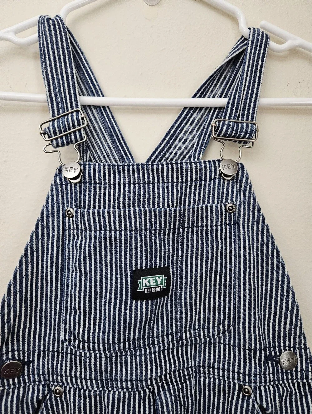 Kids Striped Overalls One-Piece - Navy/White Size 7